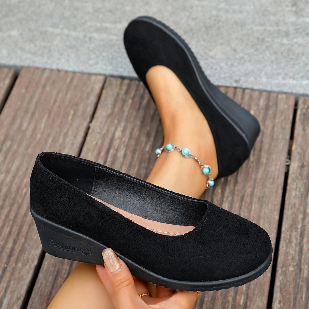 Damen Komfortable Ballerinas mit Keilabsatz EB