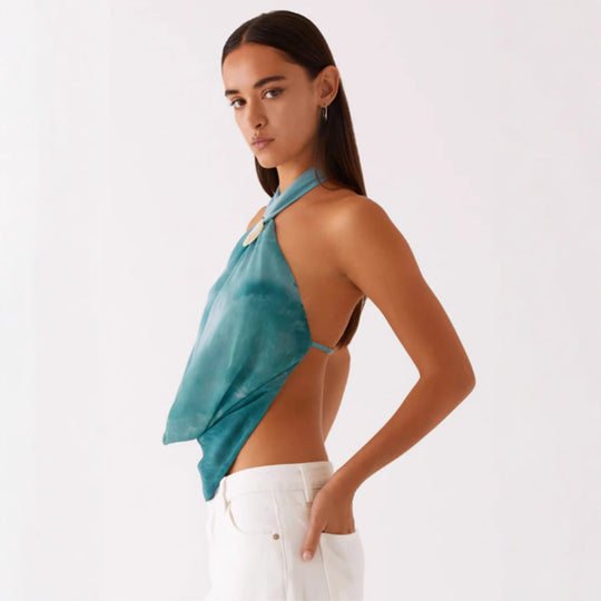 Damen Halstopp im angesagten Wickel-Design mit hochwertigem Details EB