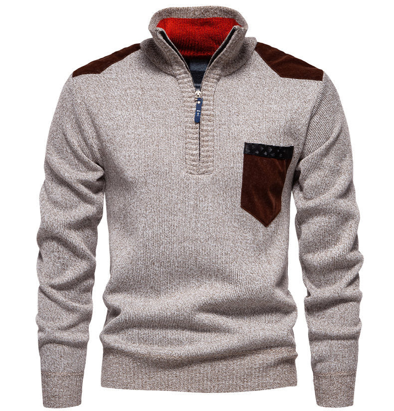 Herren Pullover mit halbhohem Kragen und modischen Akzenten EB