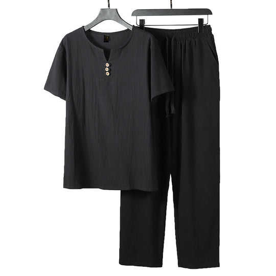 Damen lässiges Lounge-Set mit Knopfdetails und elastischem Bund EB