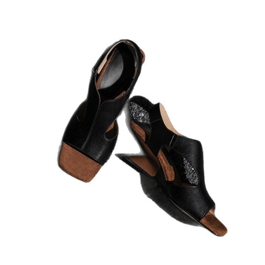 Damen elegante Open Toe Sandalen mit Blockabsatz EB