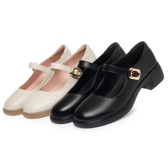 Damen Mary Jane Pumps mit elegantem Riemen und komfortablem Blockabsatz EB