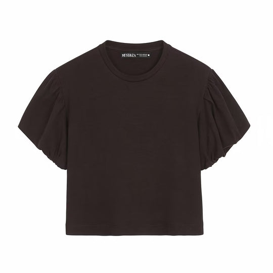 Damen modisches Crop-Top mit voluminösen Puffärmeln EB