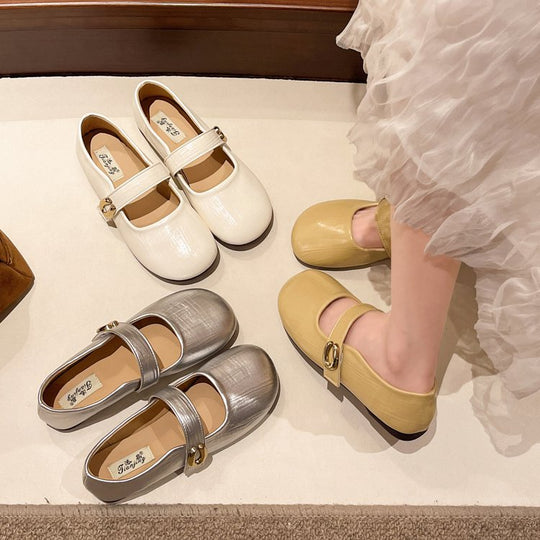 Damen elegante Mary Jane Ballerinas mit modischem Schnallenakzent EB