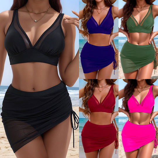 Damen Sportlicher Bikini mit verstellbaren Trägern und seitlichem Raffungselement EB
