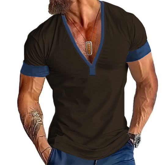 Herren modernes V-Ausschnitt T-Shirt EB