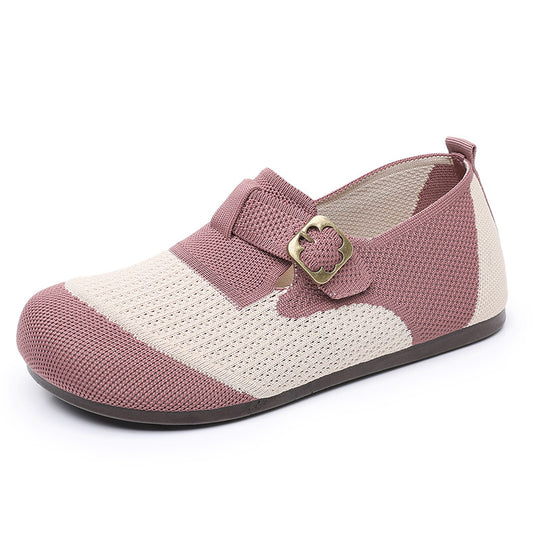 Damen Slip-On Schuhe mit verstellbarem Schnallenverschluss und atmungsaktiver Oberflächenstruktur EB
