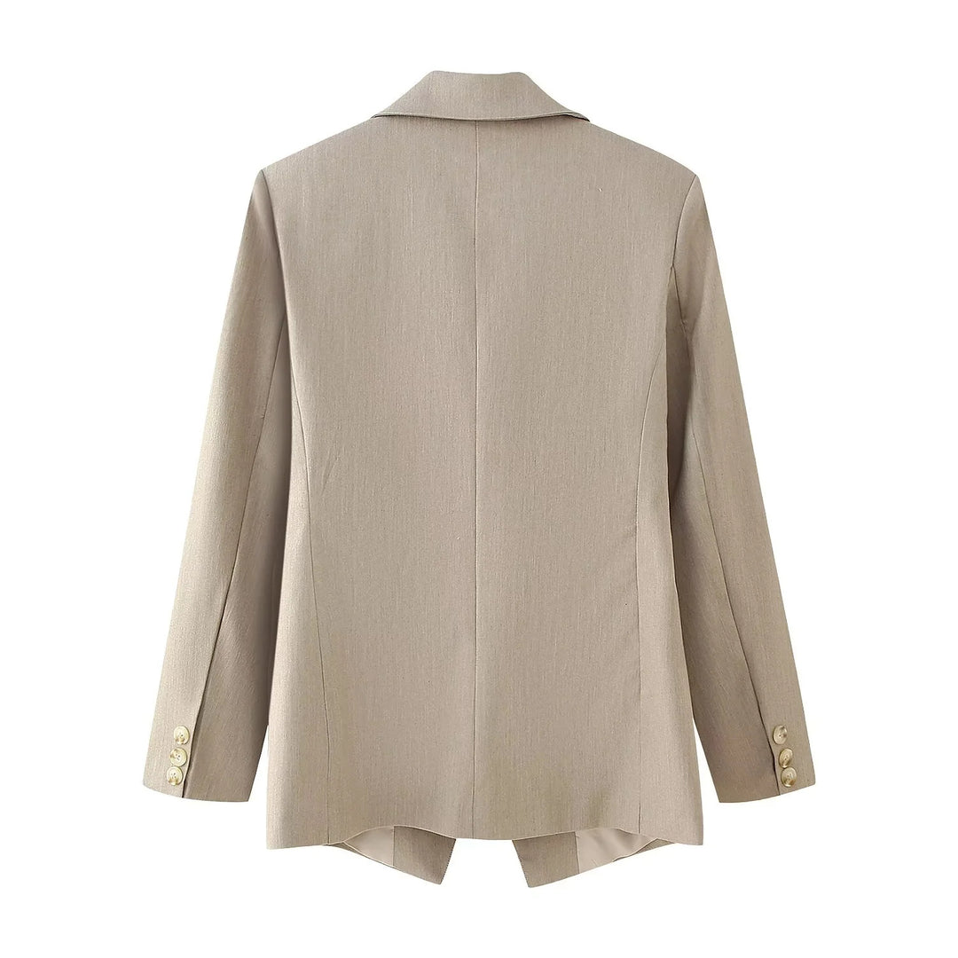 Damen elegante Doppelreiher-Blazerjacke mit Struktur EB