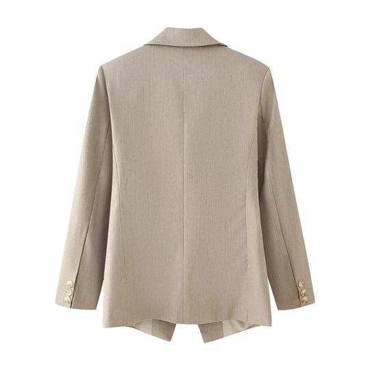 Damen elegante Doppelreiher-Blazerjacke mit Struktur EB