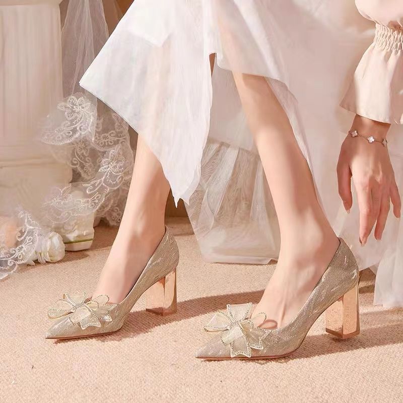 Damen glamouröse High Heels mit funkelndem Schleifenakzent EB