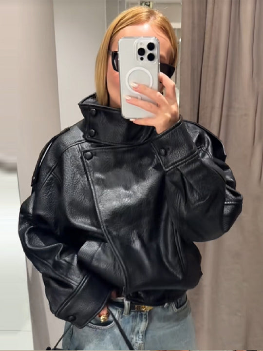 Damen elegante und voluminöse jacke mit Stehkragen EB