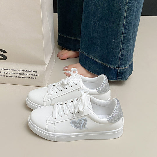 Damen Sneakers mit Glitzerelementen und Herzmotiv EB