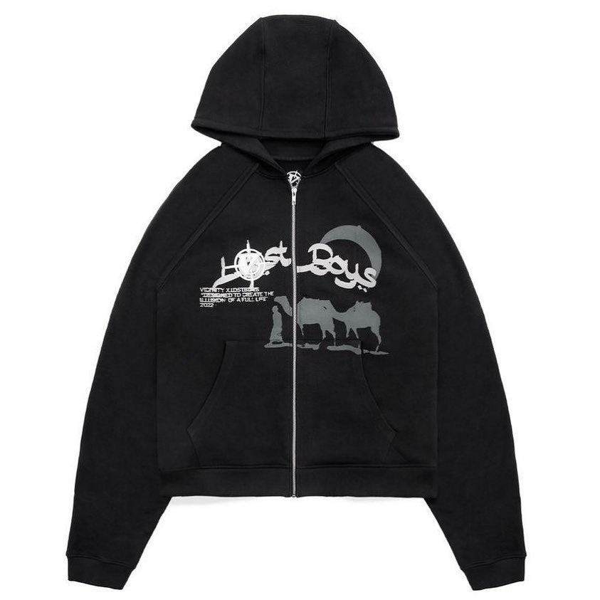 Damen nan Kapuzenjacke mit durchgehendem Reißverschluss und Rippenherz-Print EB