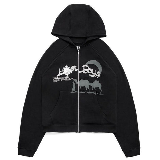 Damen nan Kapuzenjacke mit durchgehendem Reißverschluss und Rippenherz-Print EB