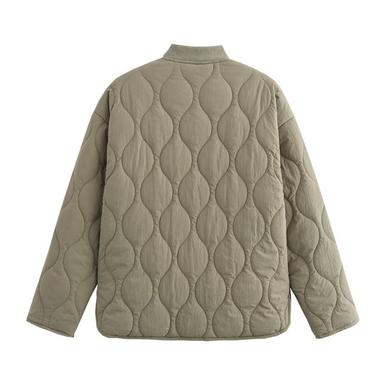 Damen gesteppte Übergangsjacke mit praktischen Taschen und elegantem Stehkragen EB