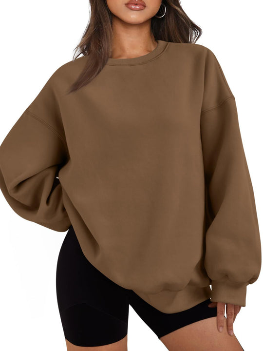 Damen nan Boxy-Crewneck-Sweat mit extraweiter Passform, Raglanärmeln und weichem Fleece-Innenfutter EB