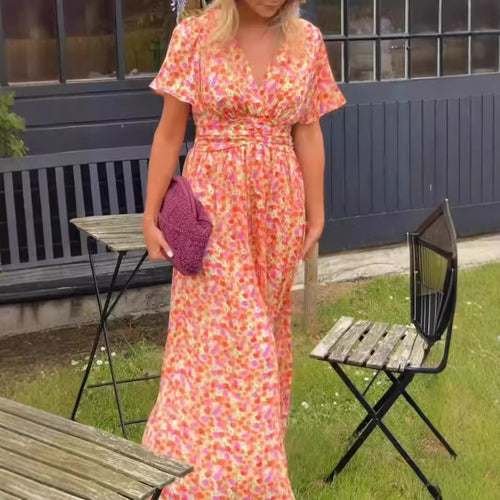 Damen Maxikleid mit floralem Muster und raffinierten Ärmeln EB