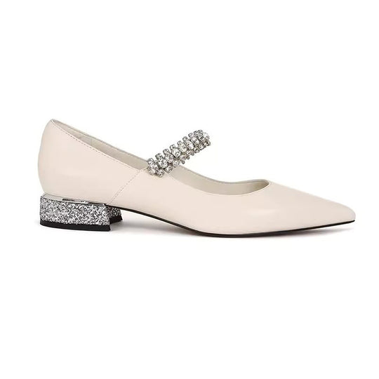 Damen elegante Mary Jane Pumps mit funkelnden Strassdetails EB