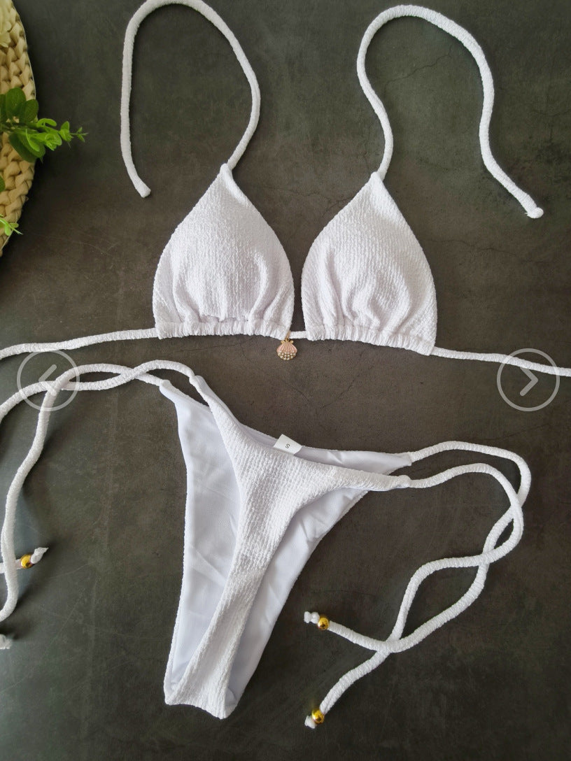 Damen Triangel-Bikini mit elastischen Banddetails EB