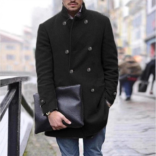 Herren eleganter Wintermantel mit doppelter Knopfleiste und wärmendem Innenfutter EB