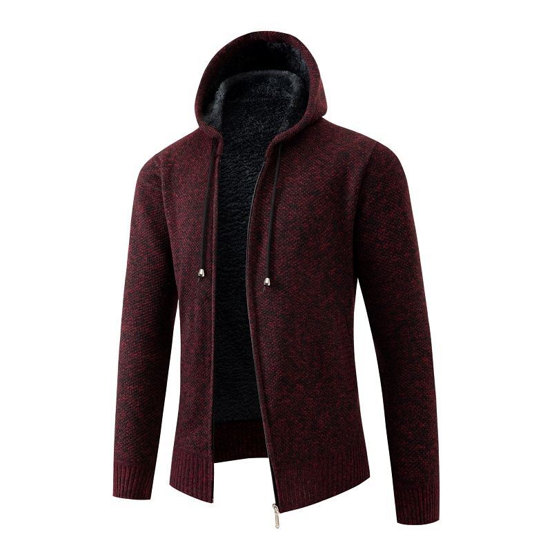 Herren gefütterte Strickjacke mit Kapuze EB