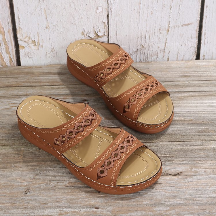 Damen Komfortable Sandalen mit dekorativem Riemendesign und gepolsterter Innensohle EB