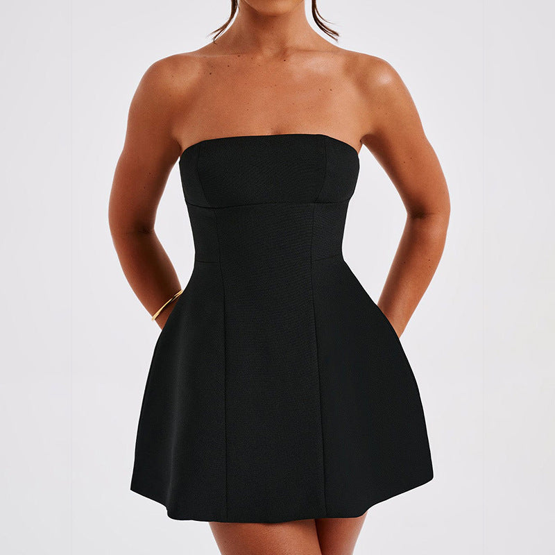 Damen schulterfreies Cocktailkleid mit elegantem Schnitt EB