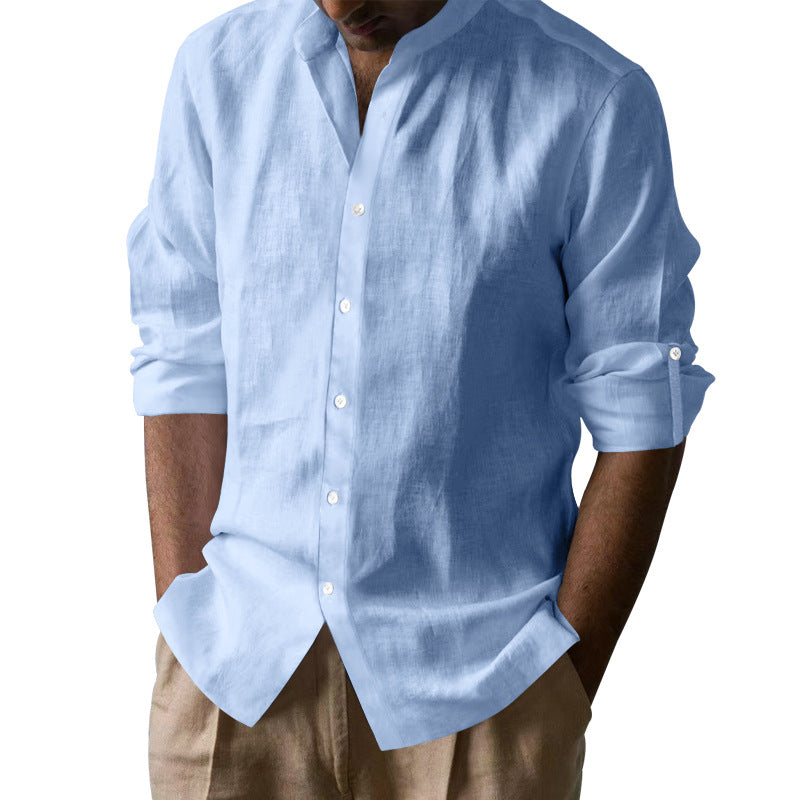 Herren Legeres Langarmhemd im modernen Casual-Stil mit Knopfdesign EB