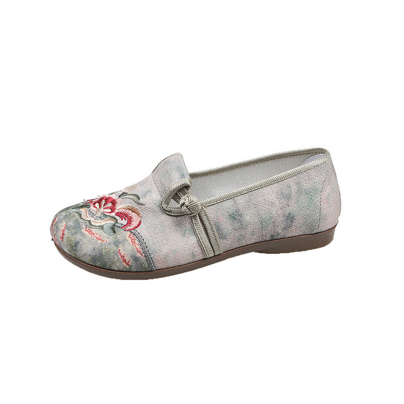 Damen elegante und bequeme Ballerinas mit floralem Stickdesign EB