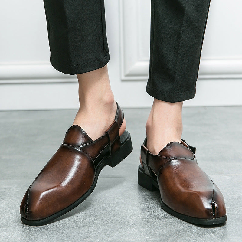 Damen elegante Leder-Mokassins mit verstellbarem Riemen EB
