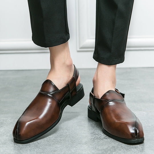 Damen elegante Leder-Mokassins mit verstellbarem Riemen EB