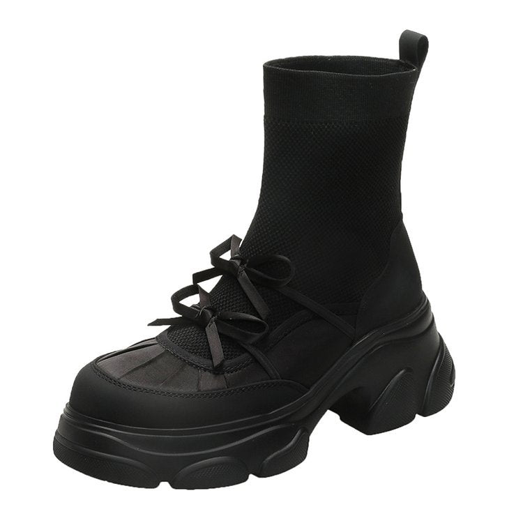 Damen sportive Plattform-Sneaker mit innovativem Sohlenprofil und atmungsaktiver Mesh-Oberfläche EB
