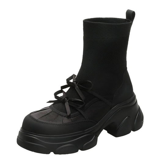 Damen sportive Plattform-Sneaker mit innovativem Sohlenprofil und atmungsaktiver Mesh-Oberfläche EB