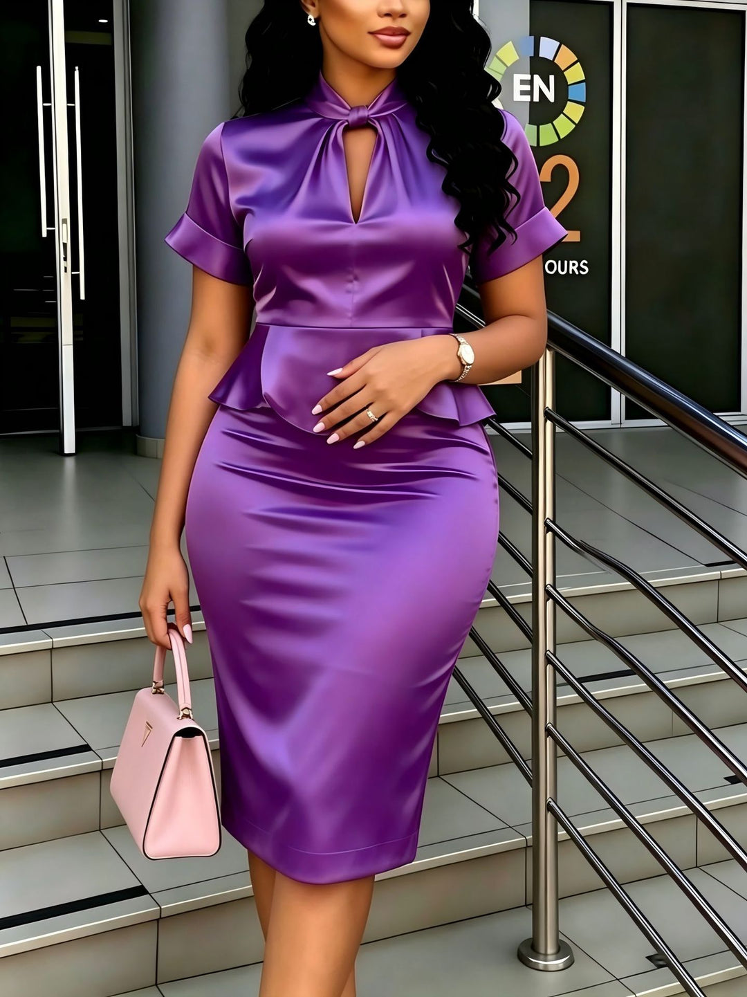 Damen Elegantes Kleid mit dekorativen Rüschendetails EB