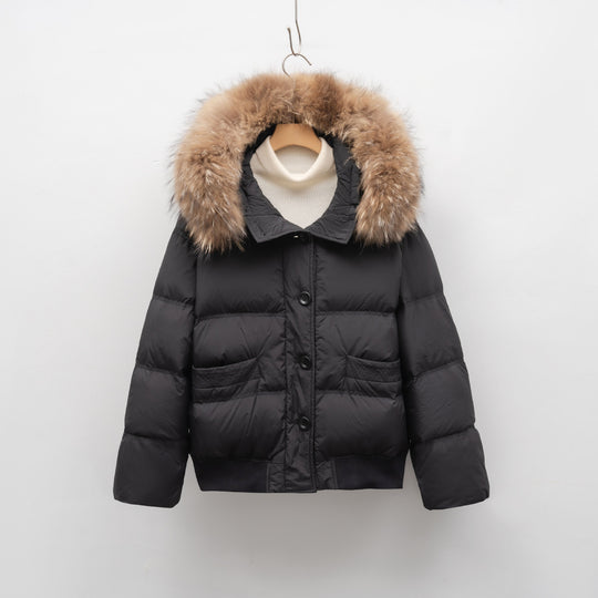 Damen warme Winterjacke mit abnehmbarem Fellkragen EB