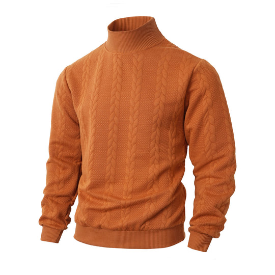 Herren Rollkragenpullover mit Zopfstrickmuster und gerippten Bündchen EB