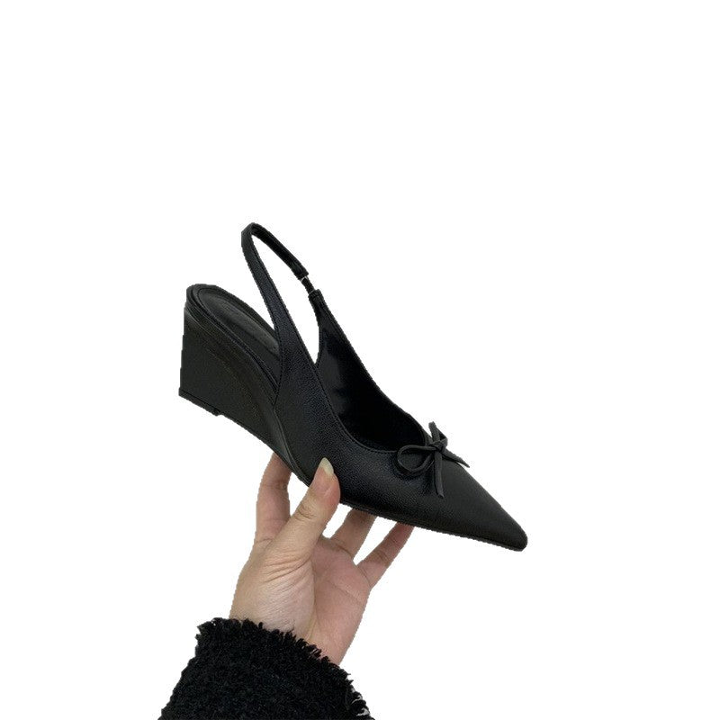 Damen elegante Wedgesandalen mit Schleifenverzierung EB