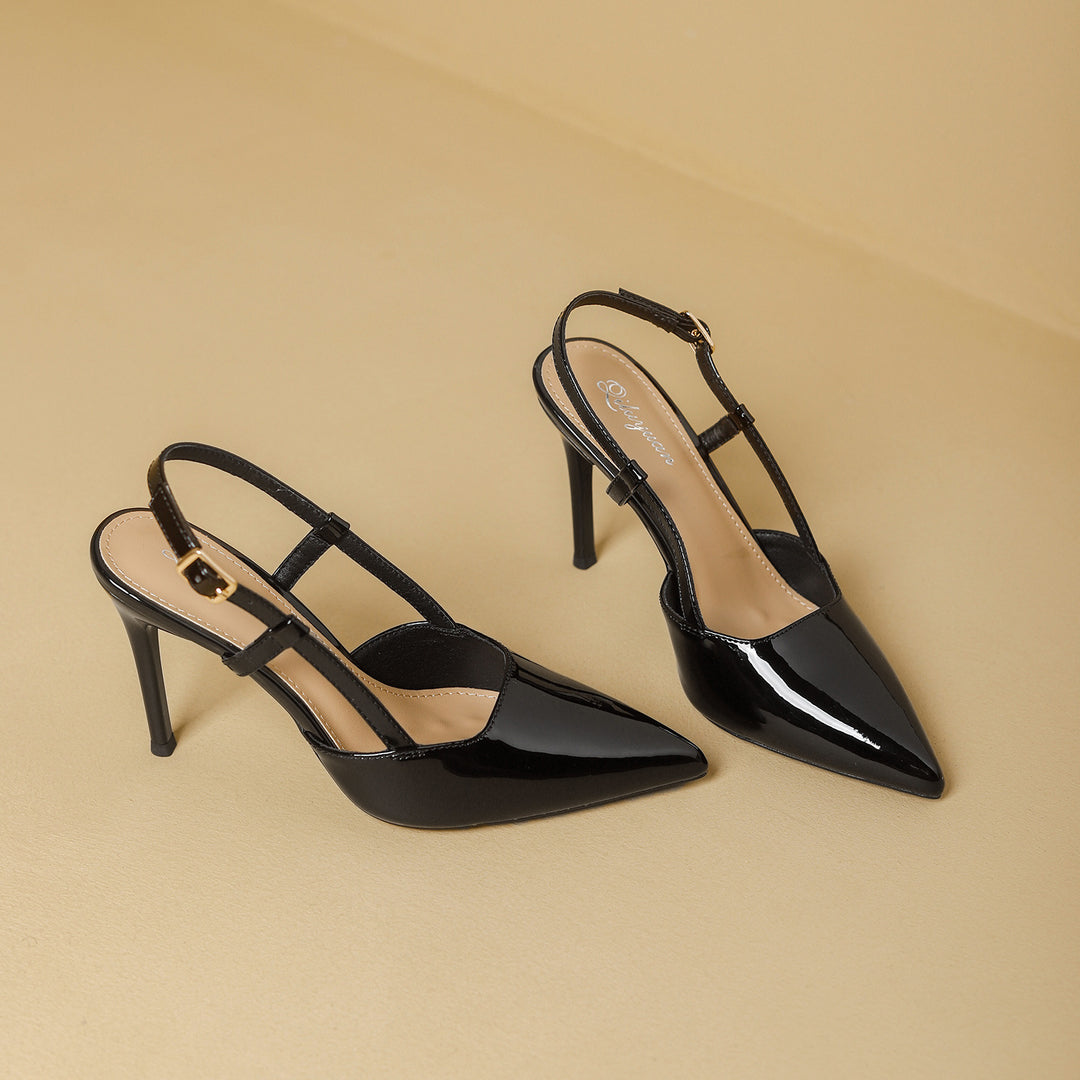 Damen Slingback-Pumps mit spitzem Design und elegantem Hochglanz EB