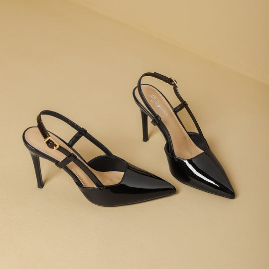 Damen Slingback-Pumps mit spitzem Design und elegantem Hochglanz EB