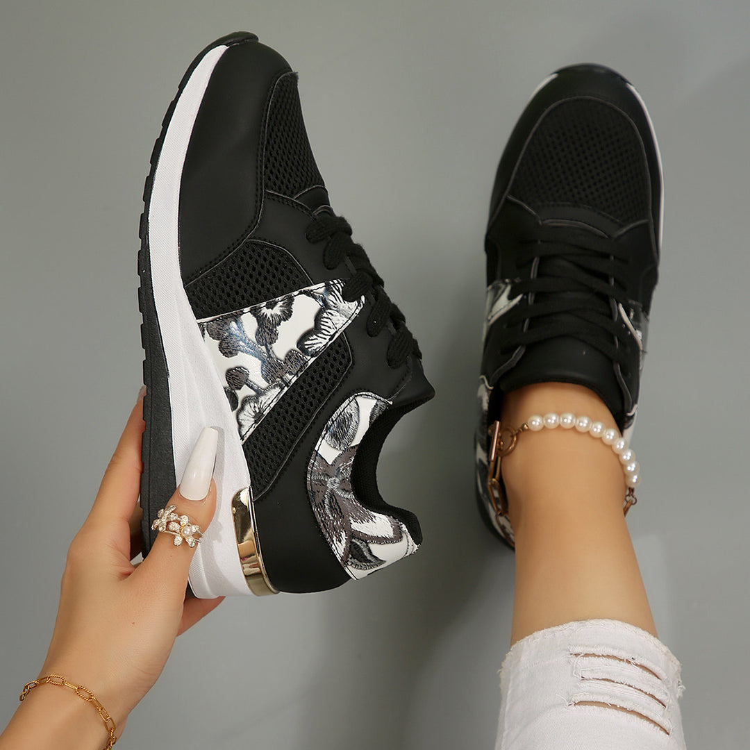 Damen Sportliche Sneakers mit floralem Design und atmungsaktivem Obermaterial EB