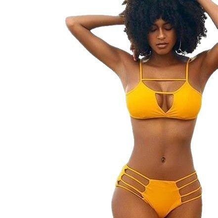 Damen Designer-Bikini mit Cut-Outs und Riemen EB