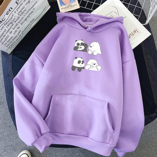 Unisex nan Kapuzenpullover mit niedlichem Comic-Tierprint, Kängurutasche und weichem Fleece-Innenfutter EB