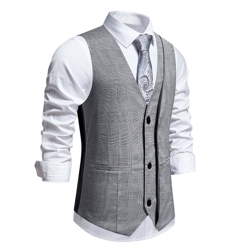 Herren elegante Anzugweste mit moderner Struktur und feinem Karomuster EB