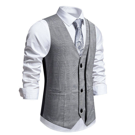 Herren elegante Anzugweste mit moderner Struktur und feinem Karomuster EB
