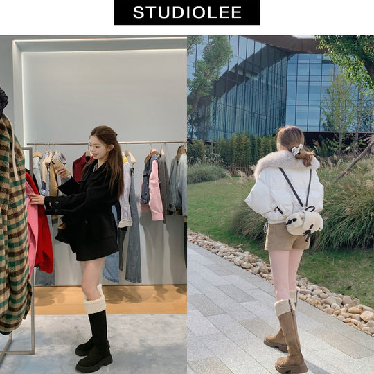 Damen Winterstiefel mit warmem Kunstfellkragen und robuster Sohle EB