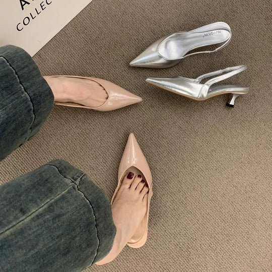 Damen Slingback-Pumps mit elegantem Design und glänzender Oberfläche EB