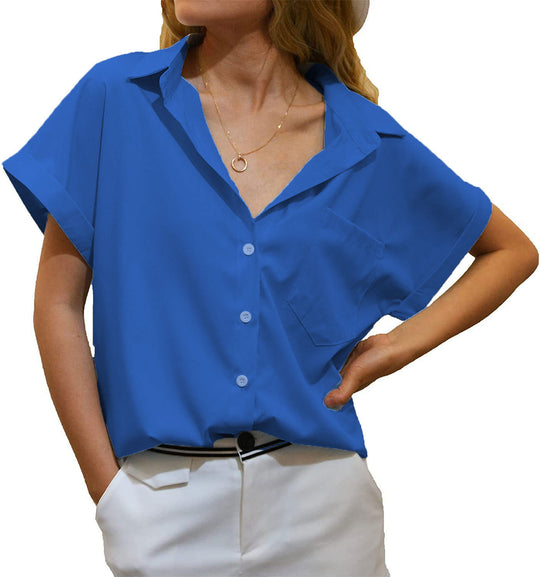 Damen elegant geschnittene Kurzarmbluse EB