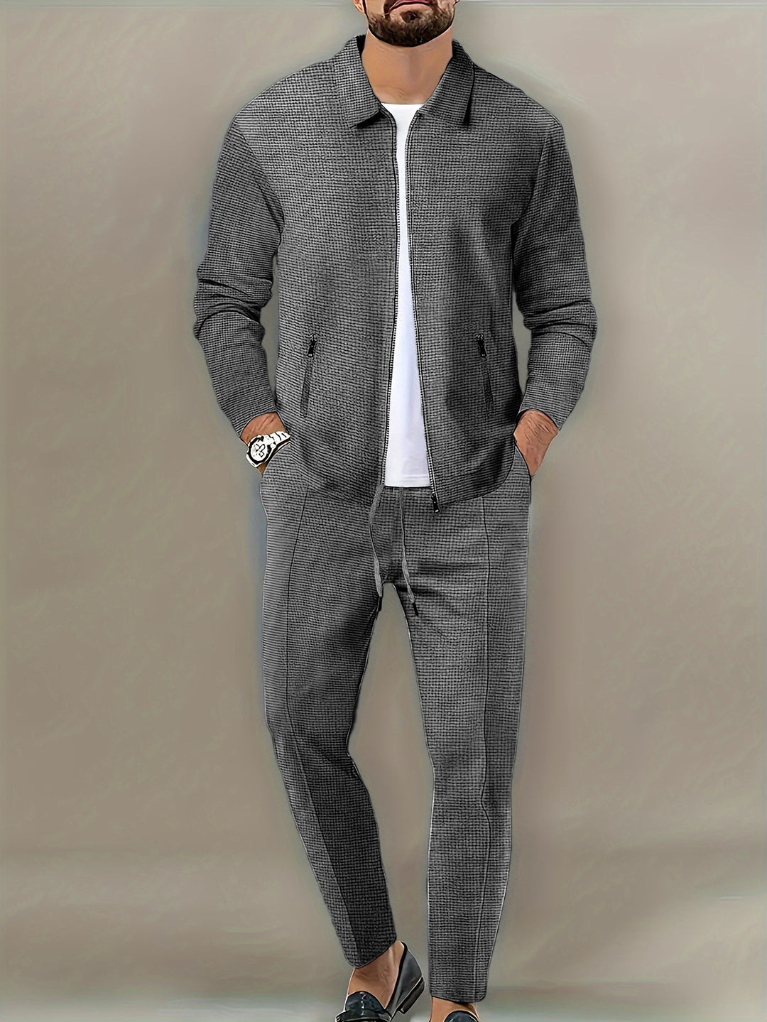 Herren Freizeitanzug mit Modernem Strukturdesign und praktischen Taschen EB