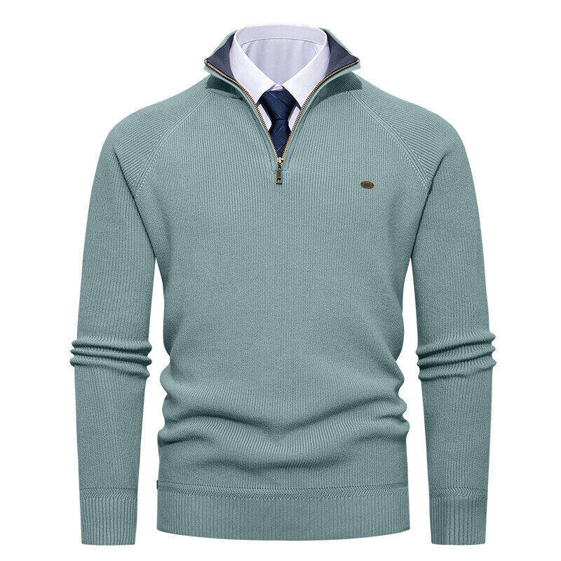 Herren eleganter Strickpullover mit Stehkragen und Reißverschluss EB