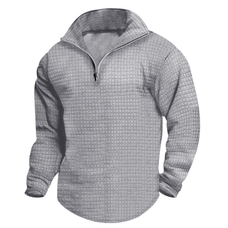 Herren nan gesteppter Thermo-Halbzip mit Waffelstruktur, gebürstetem Futter und abgerundetem Saum EB